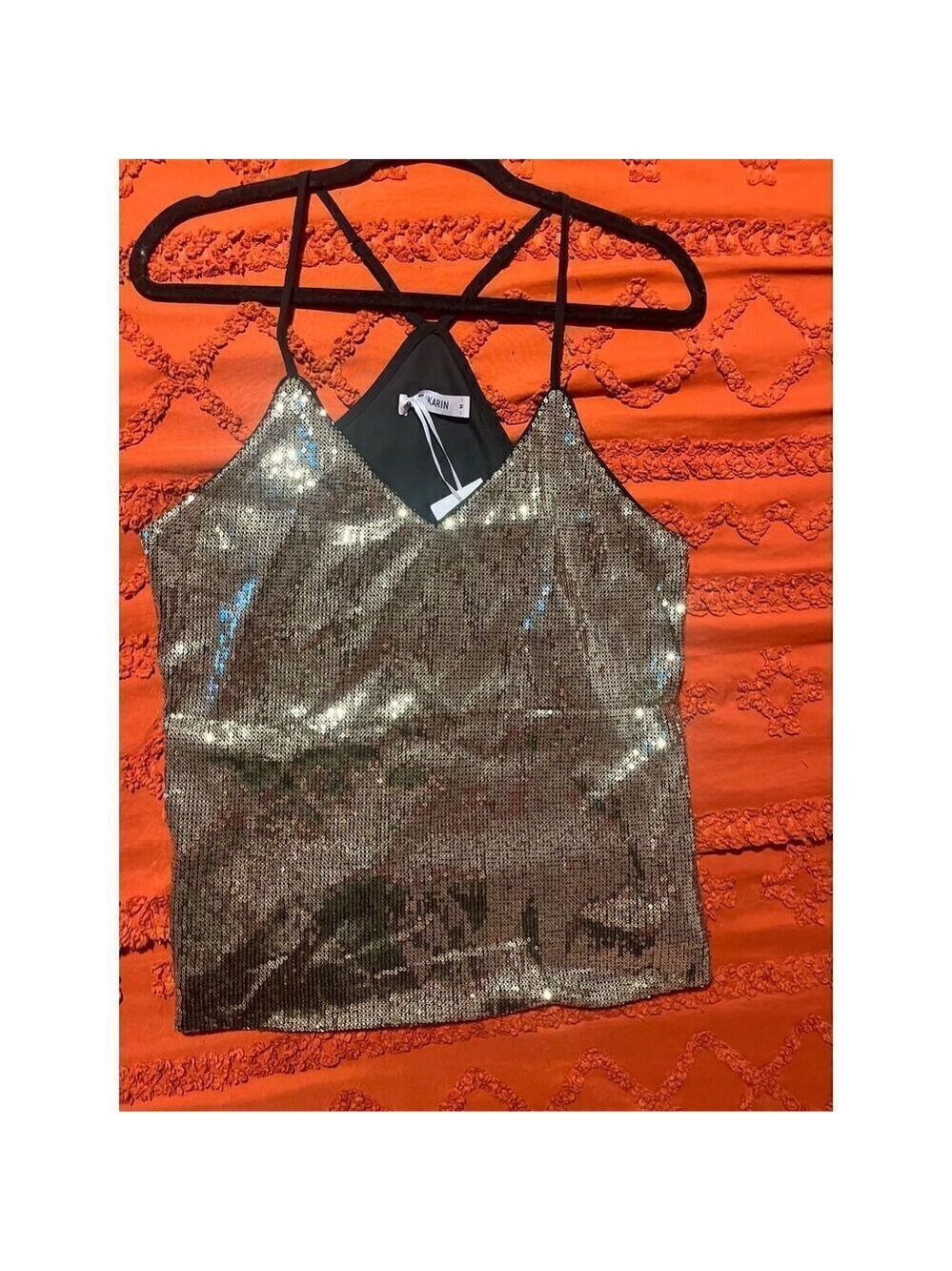 Grace Karin  Gold Glittery sequin clubbing strap size Medium BNWT - Picture 11 of 11